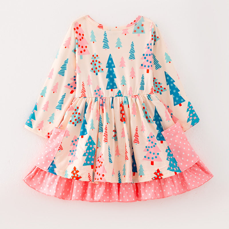 (In Stock L33-2-1)Girls Christmas Print Dress