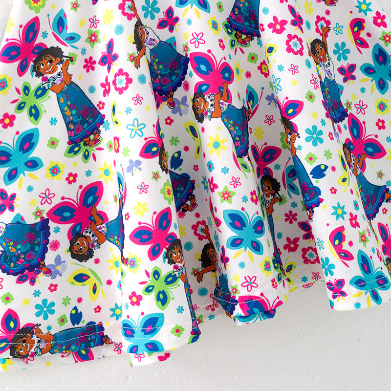 (In Stock)Girls Spring and Summer Cartoon Character Print Dress