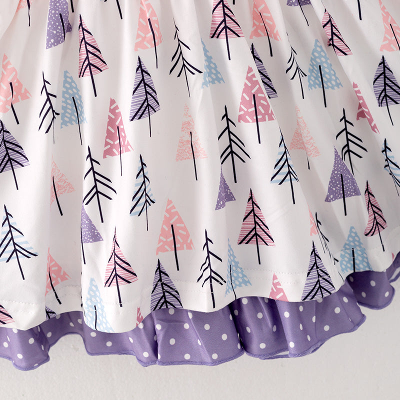 (In Stock L33-3-1)Girls Pink Christmas Print Dress