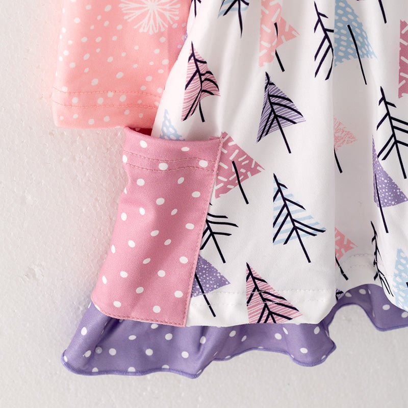 (In Stock L33-3-1)Girls Pink Christmas Print Dress