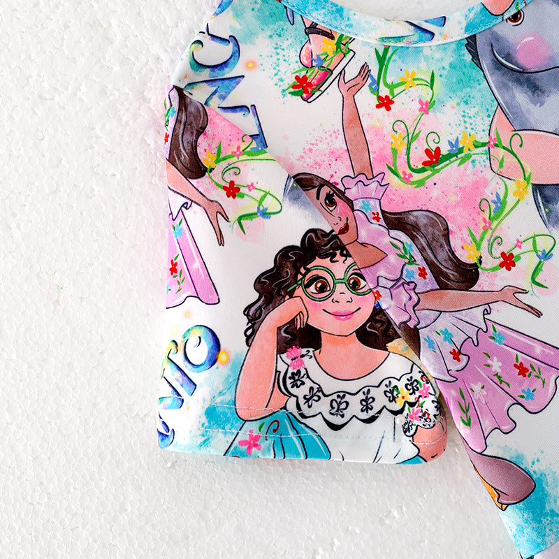 (In Stock)Girls Spring and Summer Cartoon Character Print Dress