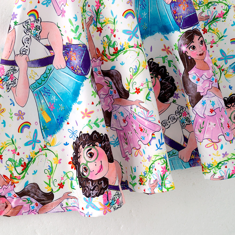 (In Stock)Girls Spring and Summer Cartoon Character Print Dress