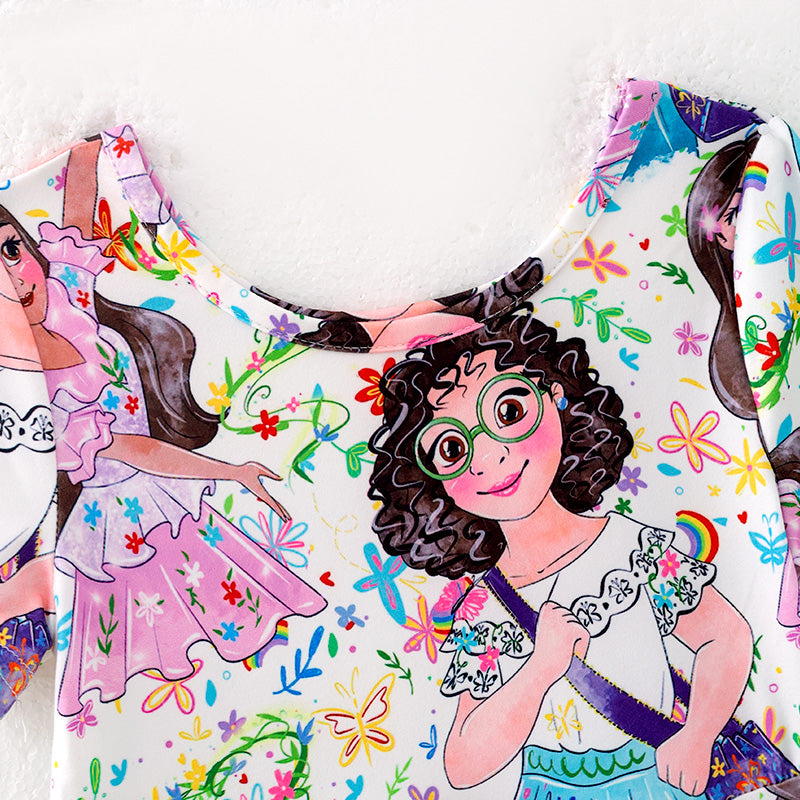 (In Stock)Girls Spring and Summer Cartoon Character Print Dress