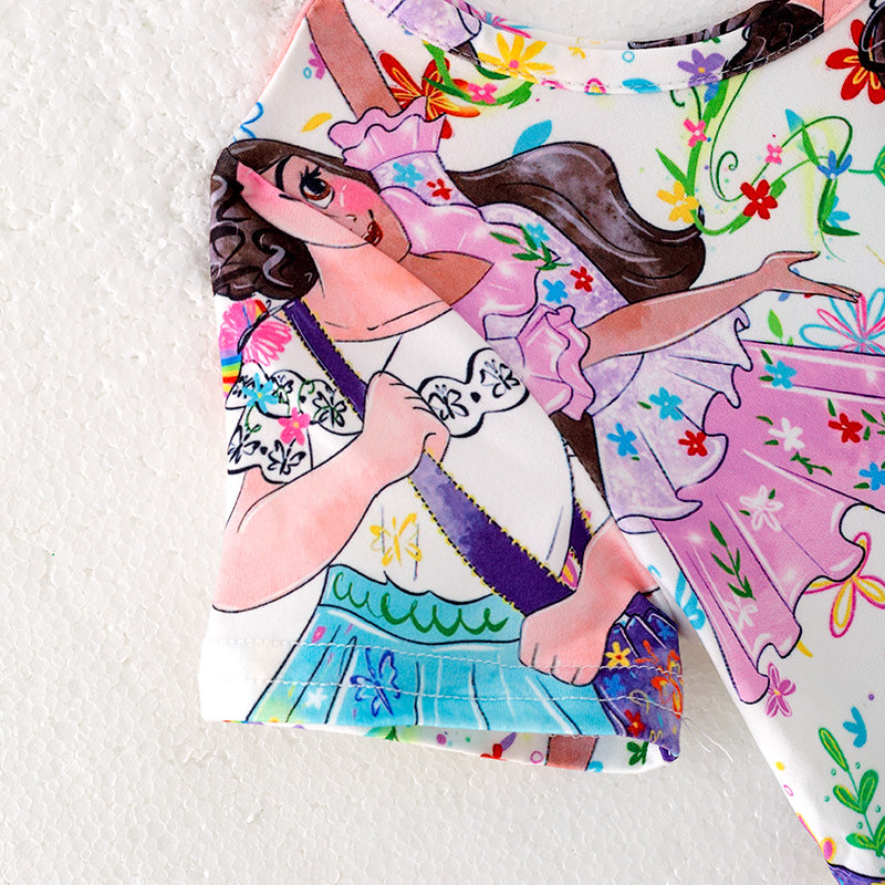 (In Stock)Girls Spring and Summer Cartoon Character Print Dress