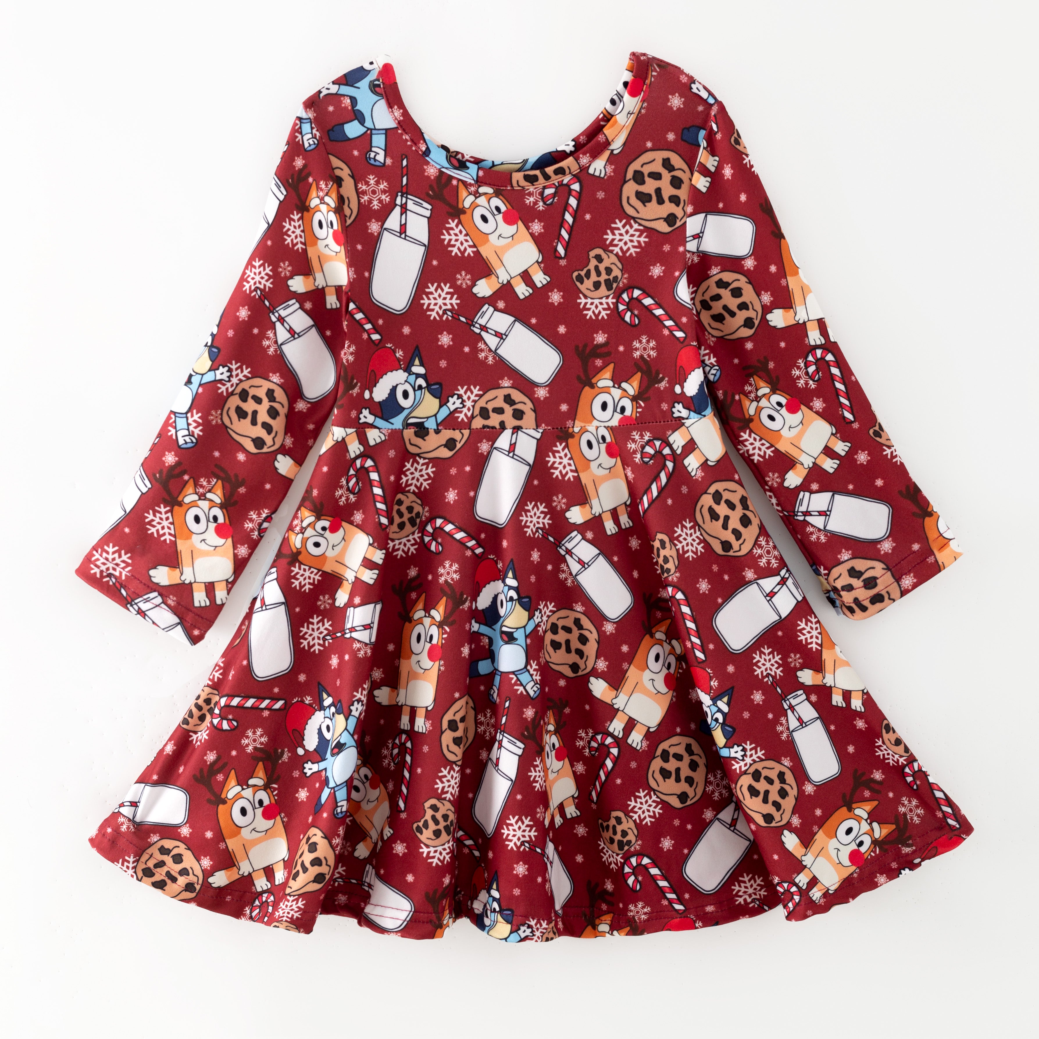 (Pre Order,Prepack Zone)Girls Fall Blue Dog Print Dress