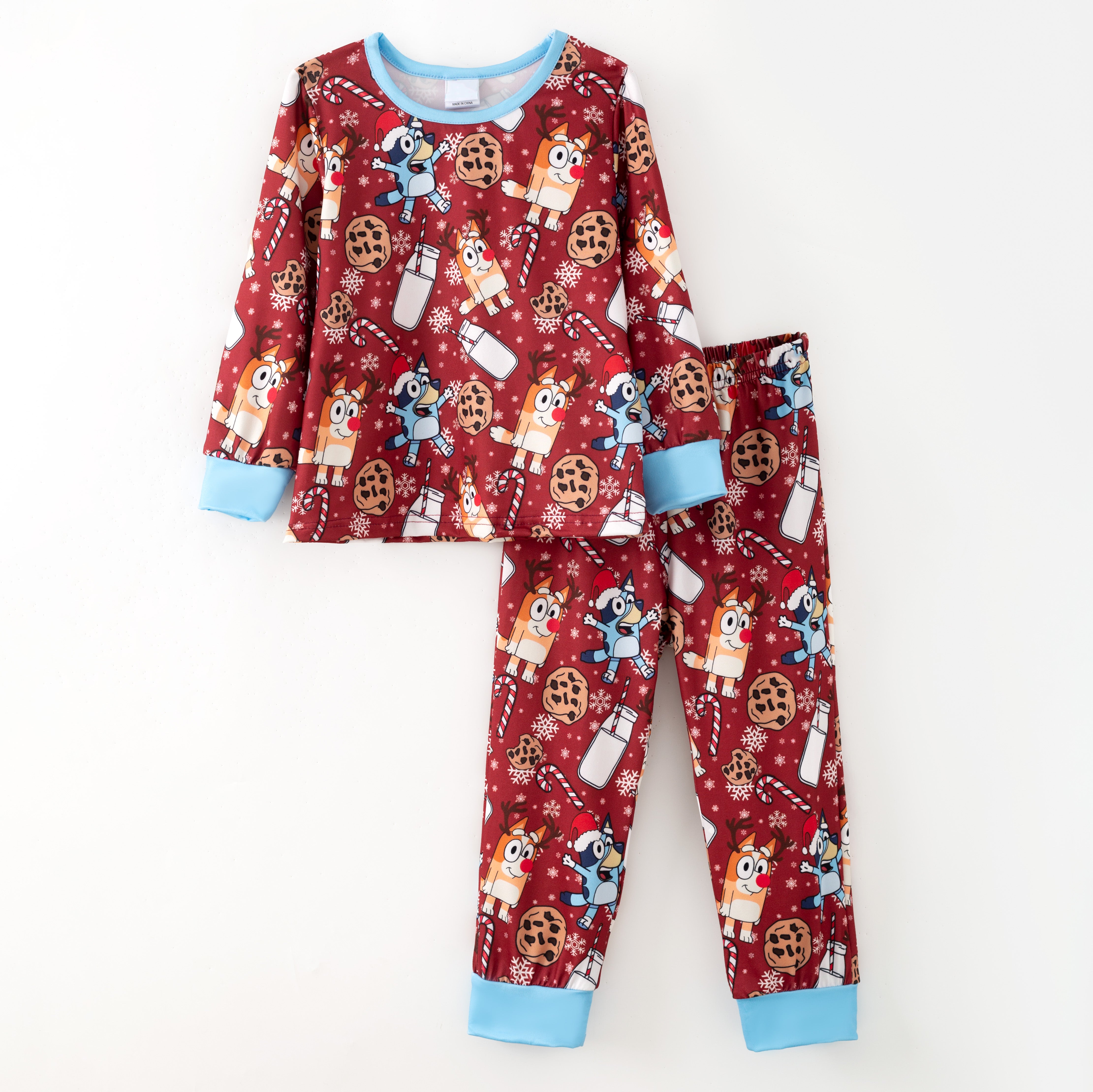(Pre Order,Prepack Zone)Girls Christmas Cartoon Print Pajamas