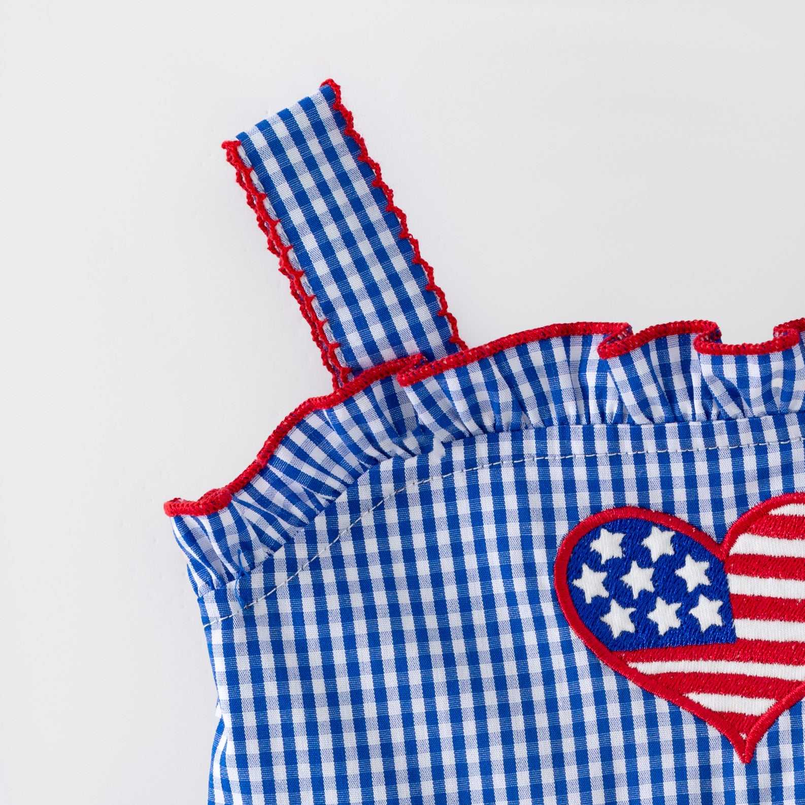 (In Stock)Sisters Patriotic Applique Cotton Dress&Bloomer Set