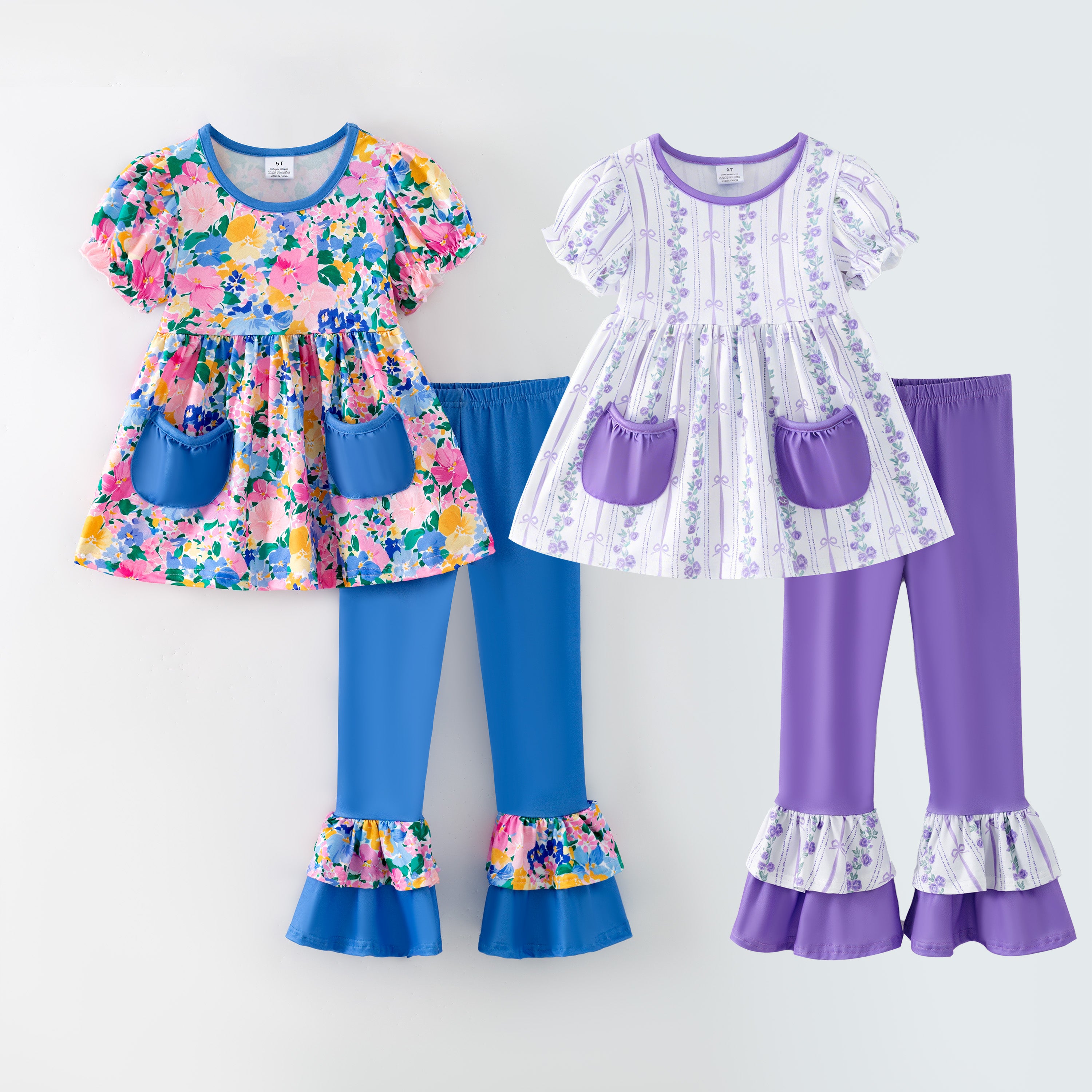 (Pre Order,Prepack Zone)Girls Spring&Summer Floral Print Set(Mix Size)