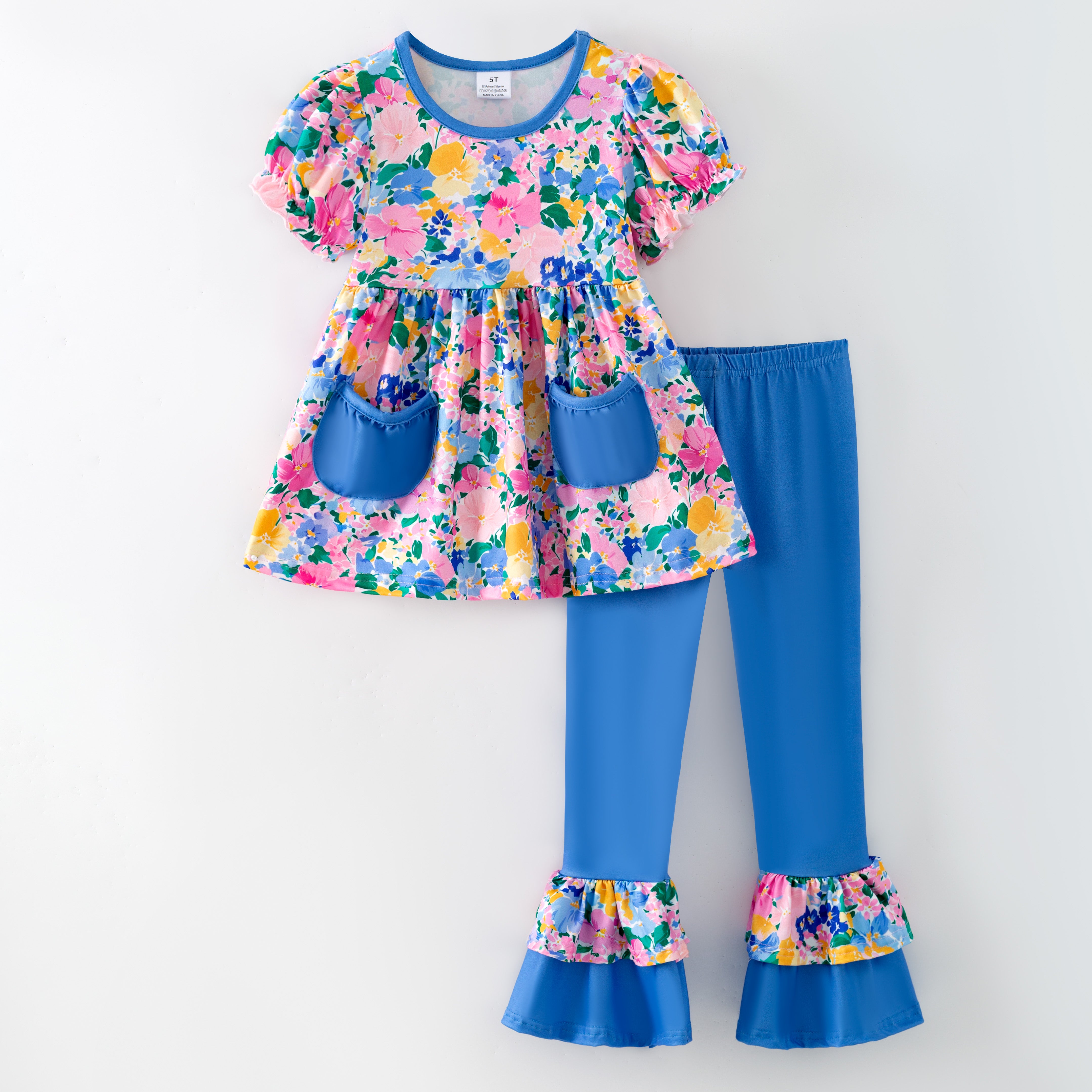 (Pre Order,Prepack Zone)Girls Spring&Summer Floral Print Set(Mix Size)