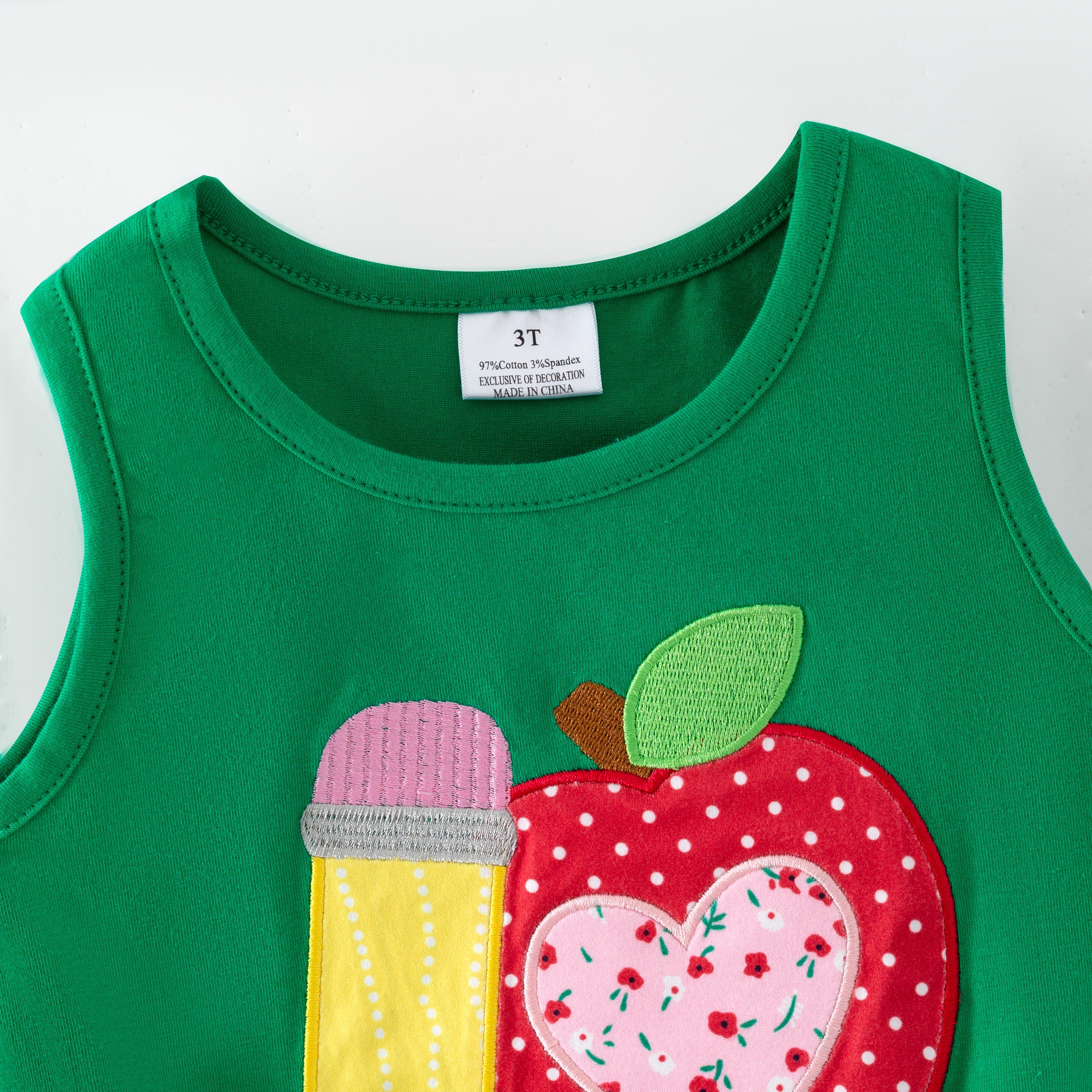 (In Stock)Girls Back To School Apple&Pencil Applique Shorts Set