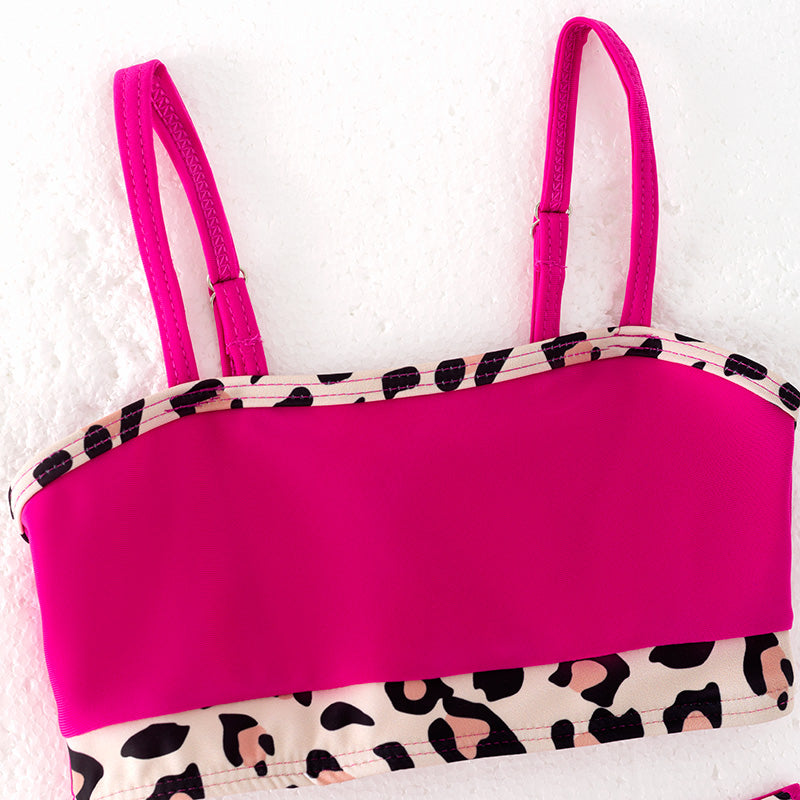 (In Stock)Mommy and Me Summer Hot Pink Leopard Print Swimsuit