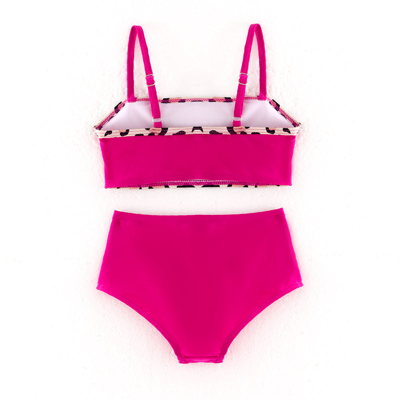 (In Stock)Mommy and Me Summer Hot Pink Leopard Print Swimsuit