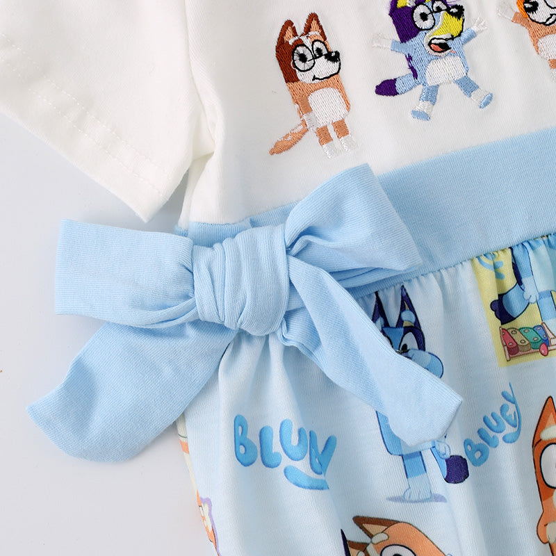 (In Stock G29-3-2)Baby Girls Cartoon Embroidery Romper