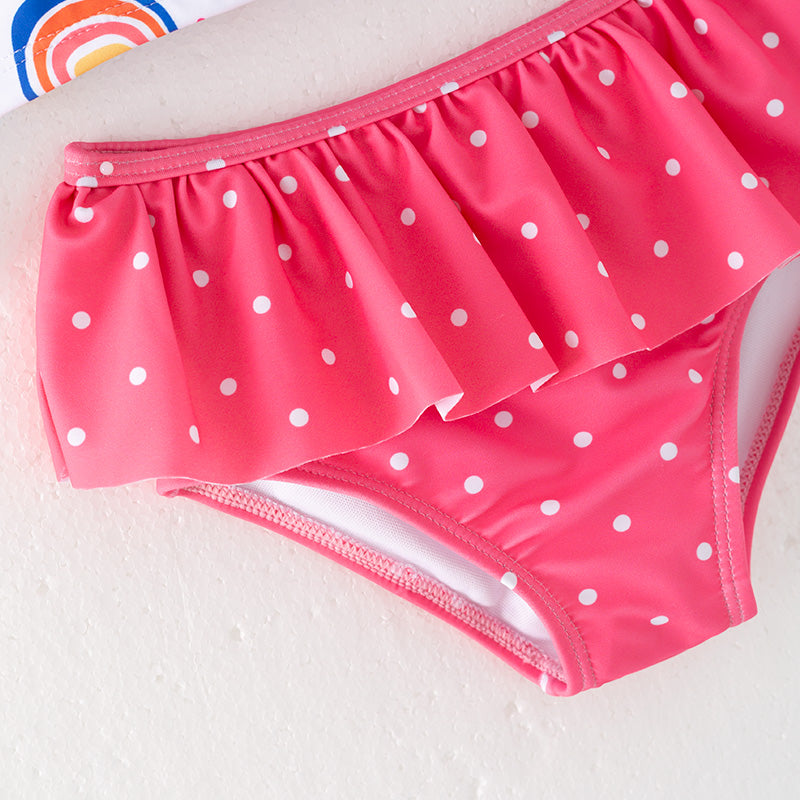 (In Stock)Girls Summer Rainbow Print Swimsuit