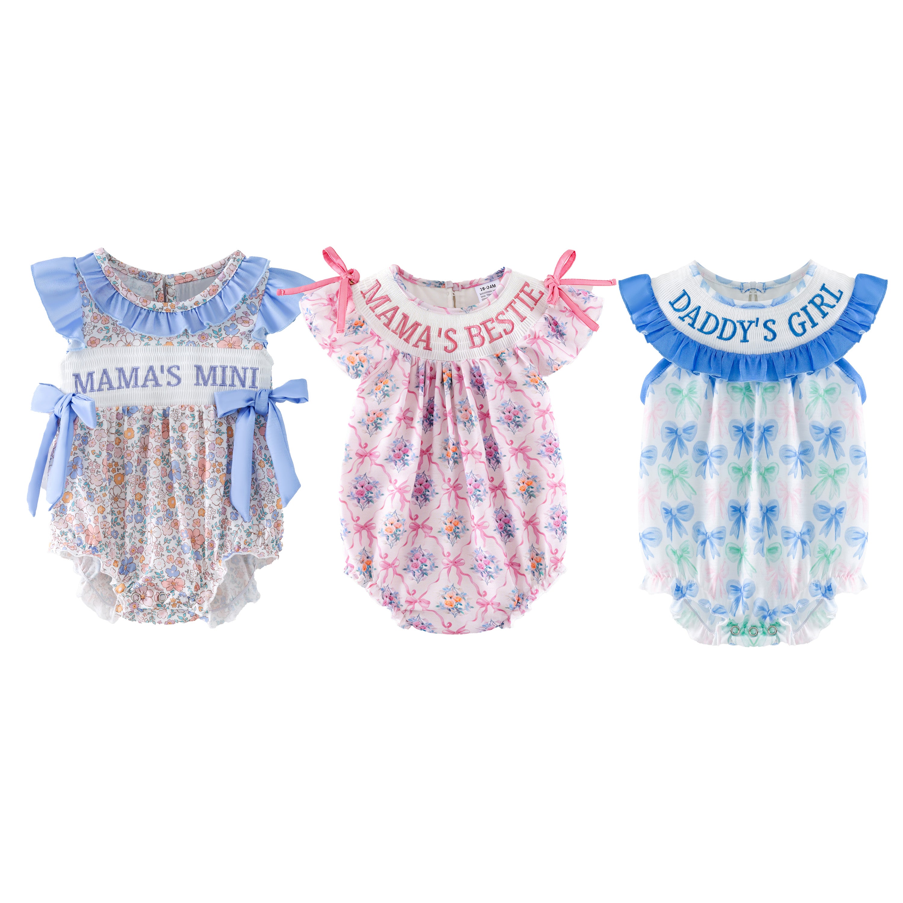 (Pre Order,Prepack Zone)Toddler Girls MAMA&DADDY Embroidery Romper(Mix Size)