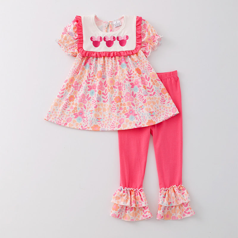(In Stock)Girls Spring Cartoon Embroidery Outfit Set