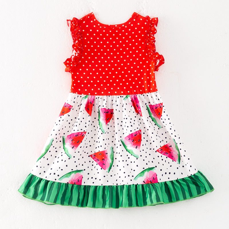 (In Stock)One Pack(10 Pieces total) Sale Girls Spring and Summer Watermelon Print Dress