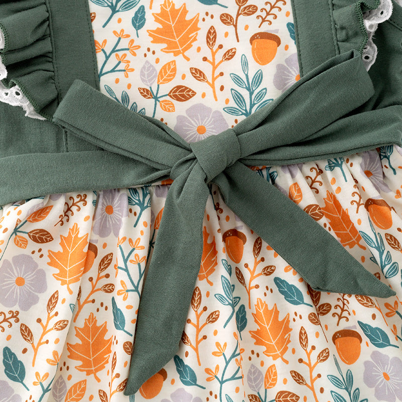 (In Stock G29-3-3)Girls Halloween Pumpkin Embroidery Dress