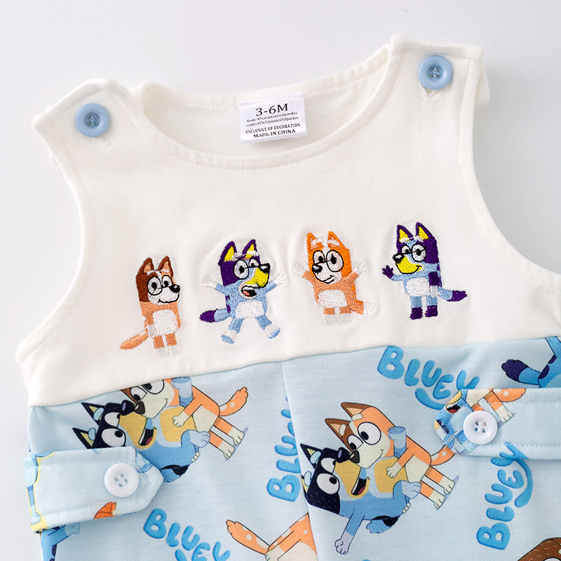 (In Stock G29-4-3)Baby Boys Cartoon Embroidery Romper