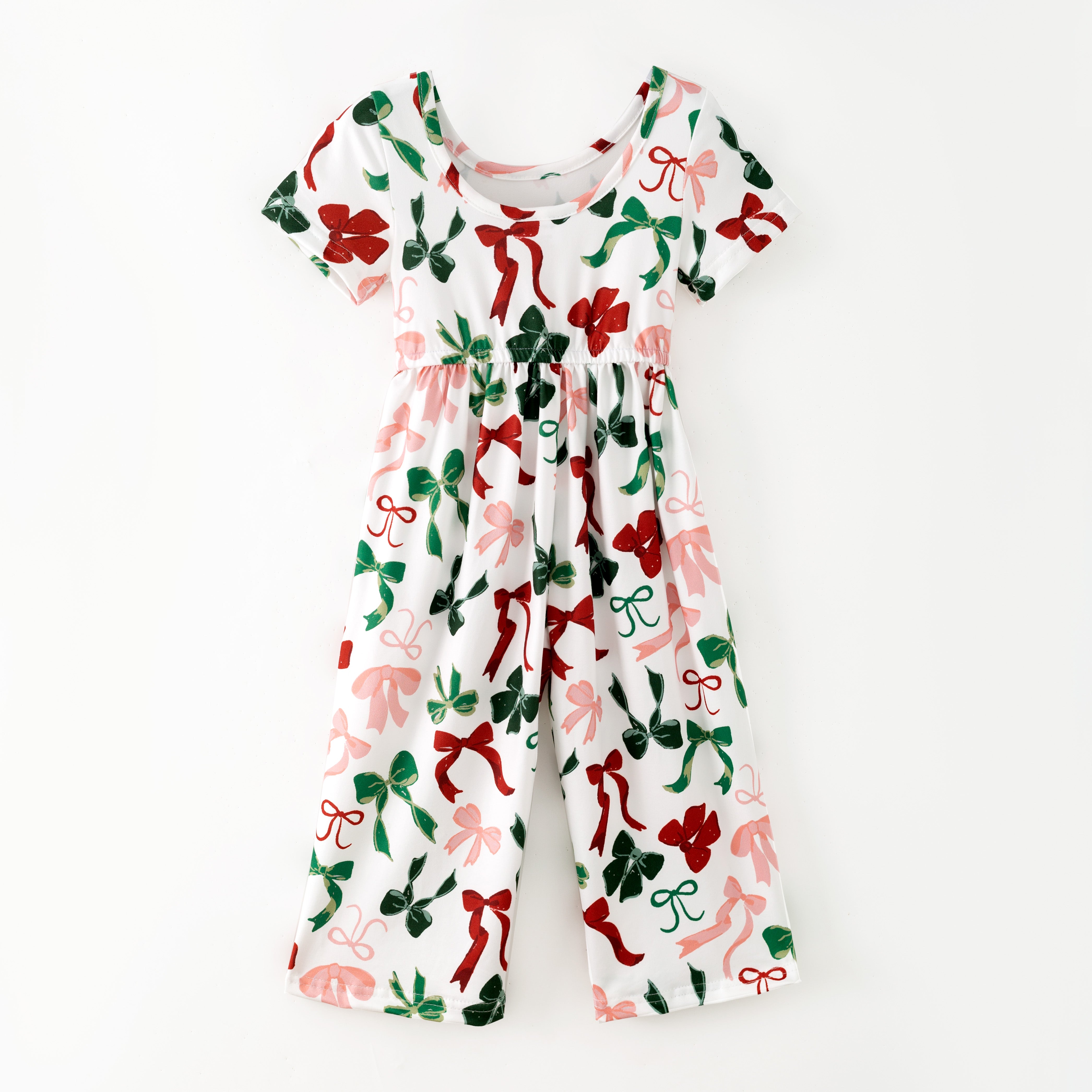 (Pre Order,Prepack Zone)Girls Bow Print Jumpsuit