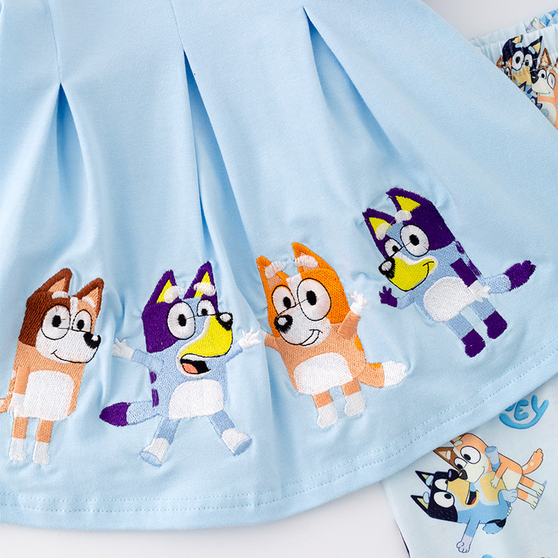 (In Stock G29-4-3)Girls Cartoon Embroidery Outfit Set