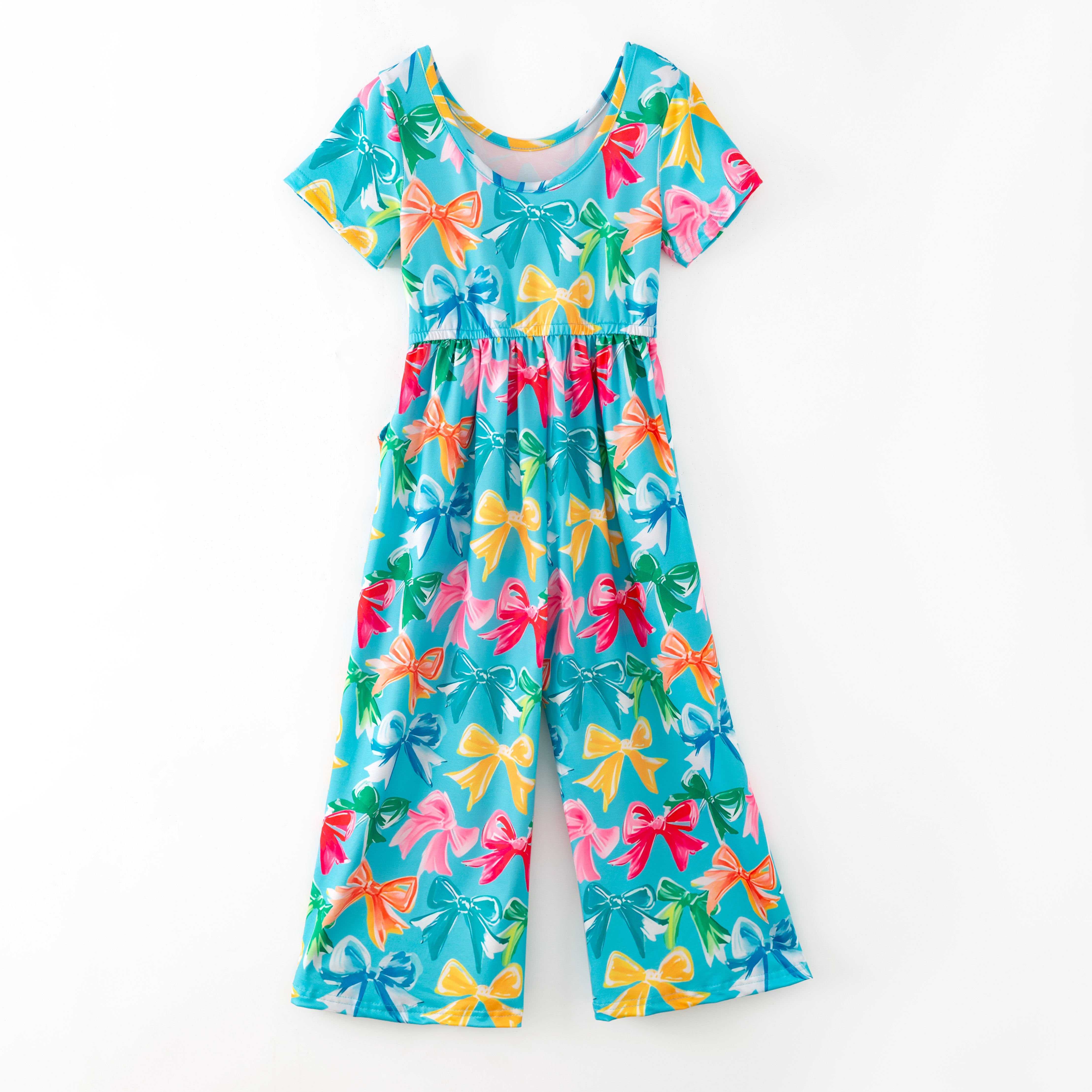 (Pre Order,Prepack Zone)Girls Bow Print Jumpsuit