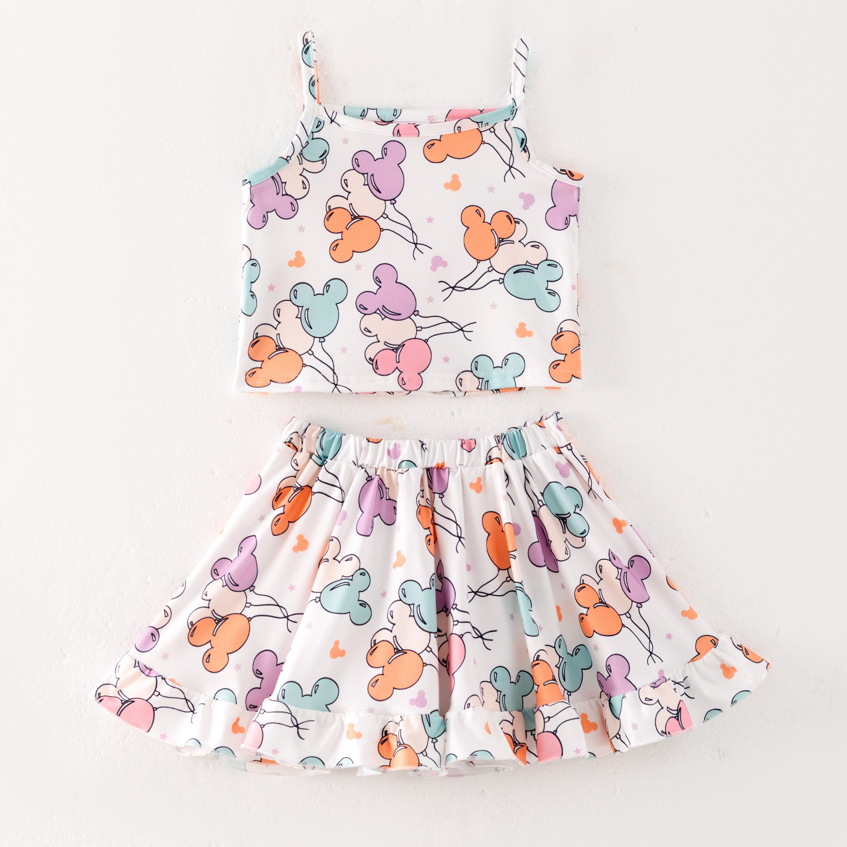 (Pre Order)Girls Summer Cute Cartoon Print Skirt Set