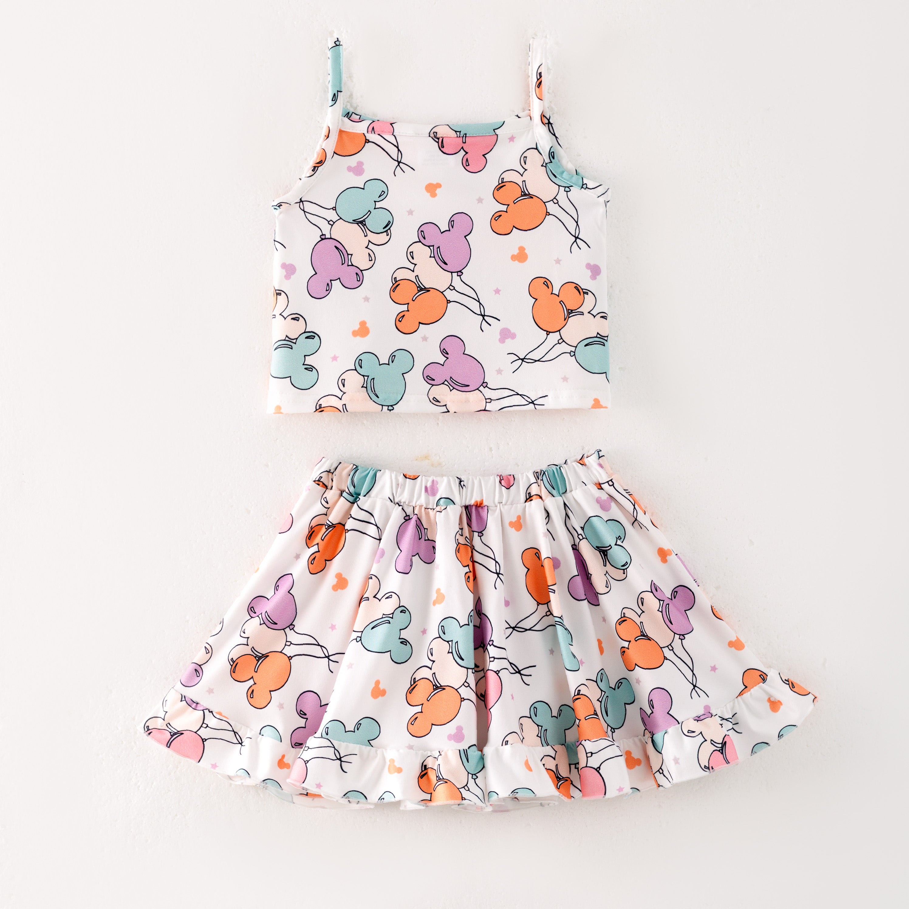 (Pre Order)Girls Summer Cute Cartoon Print Skirt Set