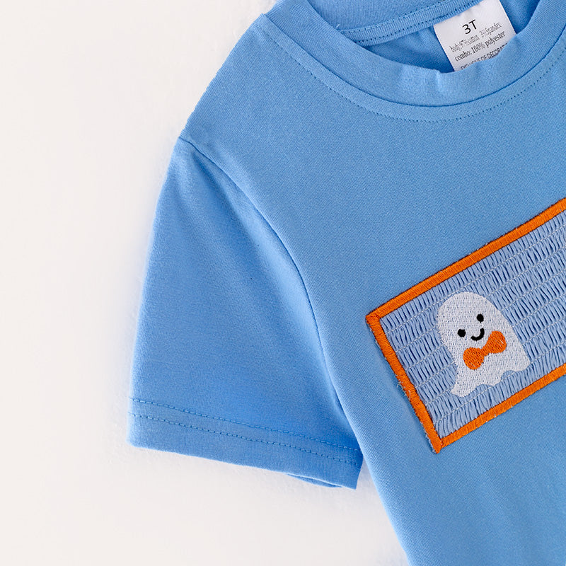 (In Stock G29-4-2)Boys Halloween Ghost Embroidery Outfit Set