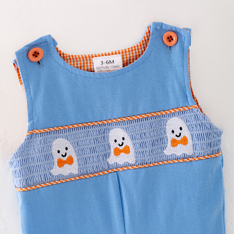 (In Stock G29-4-1)Baby Boys Halloween Ghost Embroidery Romper