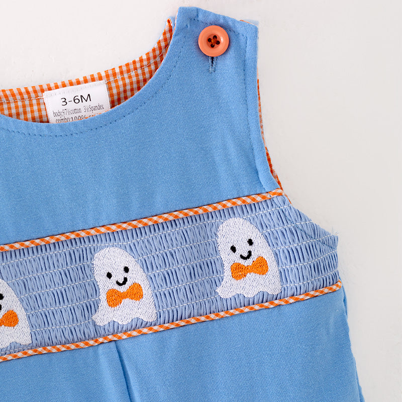 (In Stock G29-4-1)Baby Boys Halloween Ghost Embroidery Romper