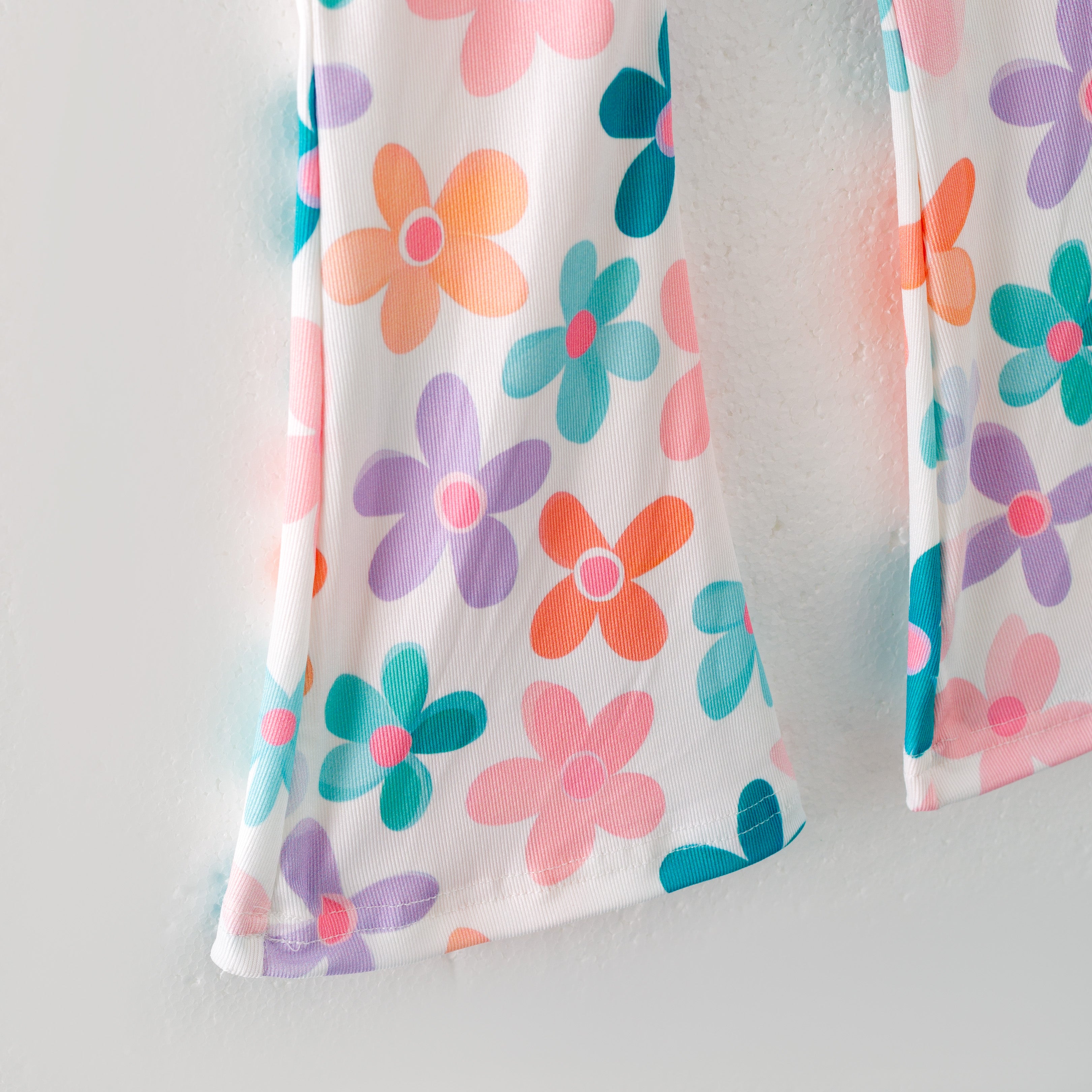 (Pre Order)Girls Spring and Summer Bow&Floral Print Twill Outfit Set