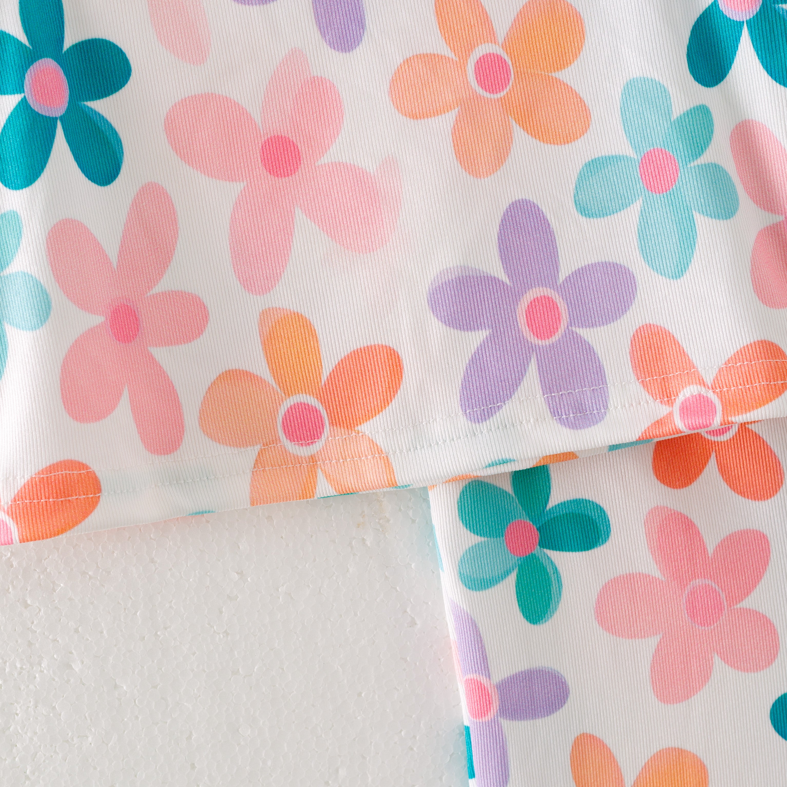 (Pre Order)Girls Spring and Summer Bow&Floral Print Twill Outfit Set