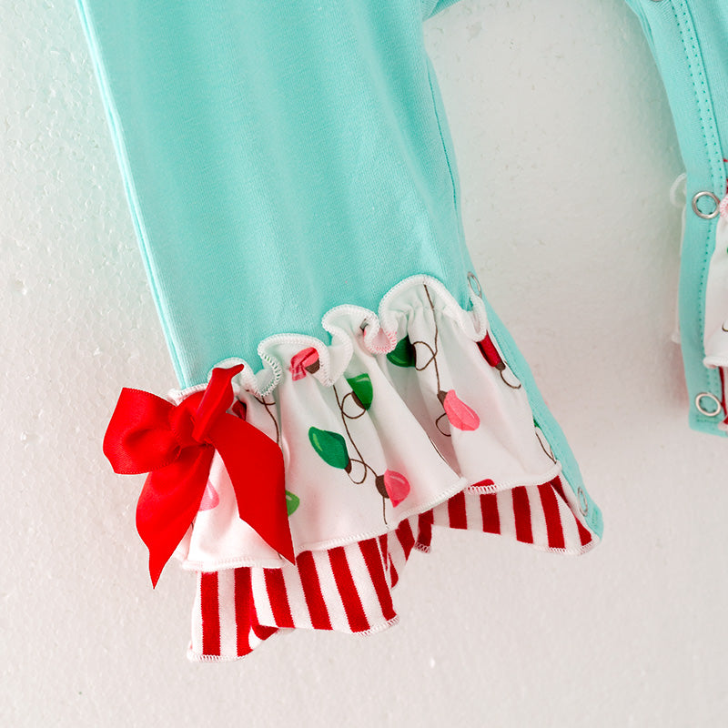 (In Stock G7-5-1)Baby Girls Christmas Print Romper