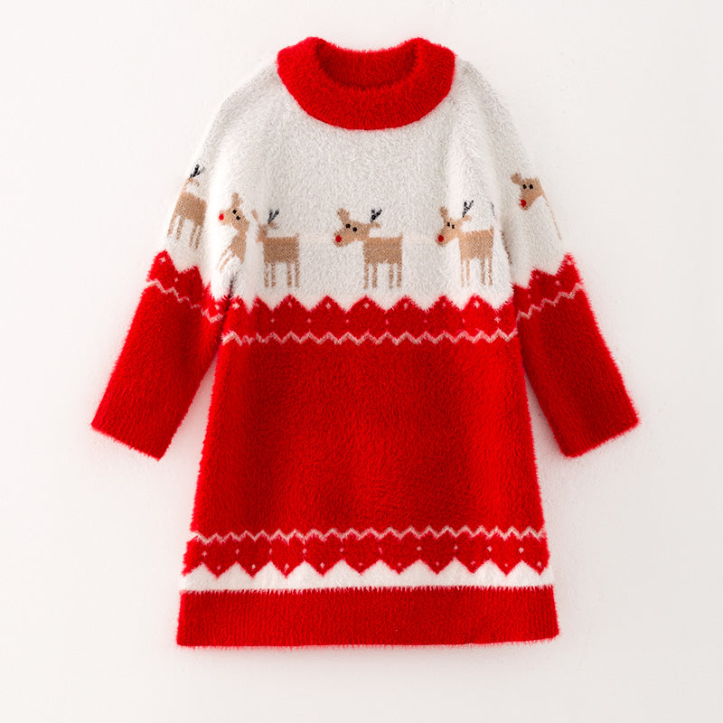 In Stock G7-4-3Girls Christmas Sweater Dress In Stock G7-4-3Girls Christmas Sweater Dress