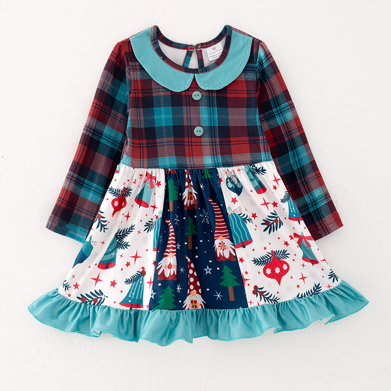 (In Stock G7-5-1)Girls Christmas Print Dress