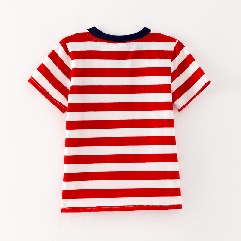 (In Stock)Boys Summer Back To School Apple Applique Cotton Top