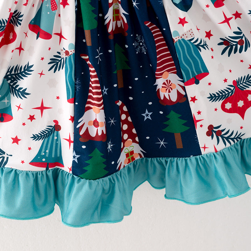 (In Stock G7-5-1)Girls Christmas Print Dress