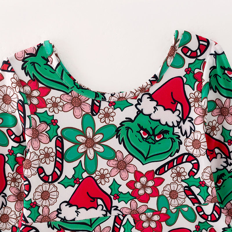 (Pre Order)Girls Christmas Print Dress