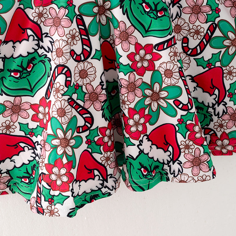 (Pre Order)Girls Christmas Print Dress