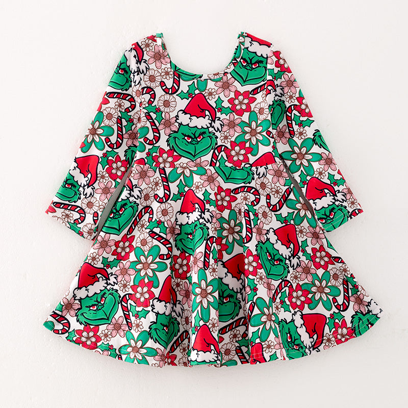 (Pre Order)Girls Christmas Print Dress