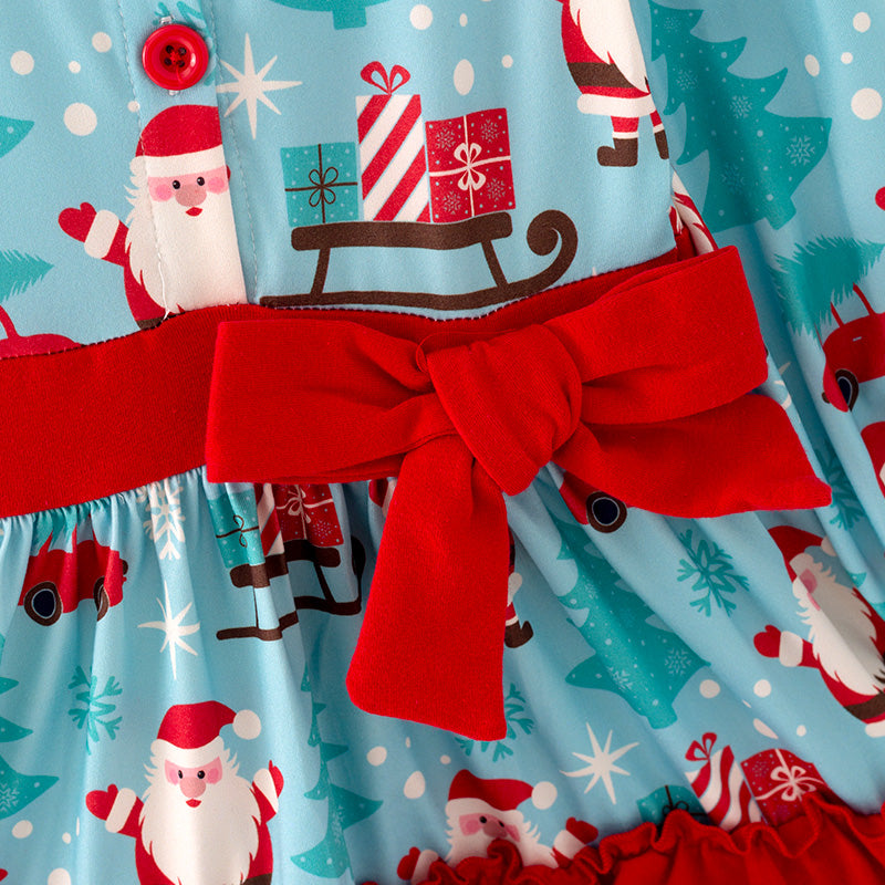 (In Stock L9-3-2)Girls Christmas Print Dress