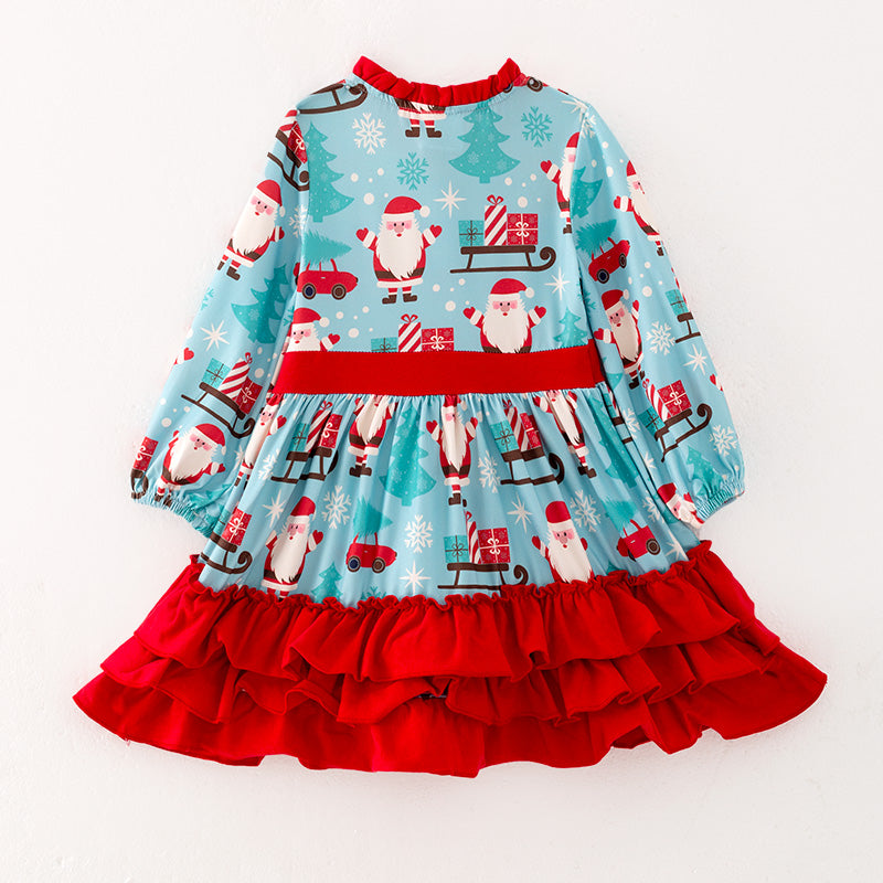 (In Stock L9-3-2)Girls Christmas Print Dress