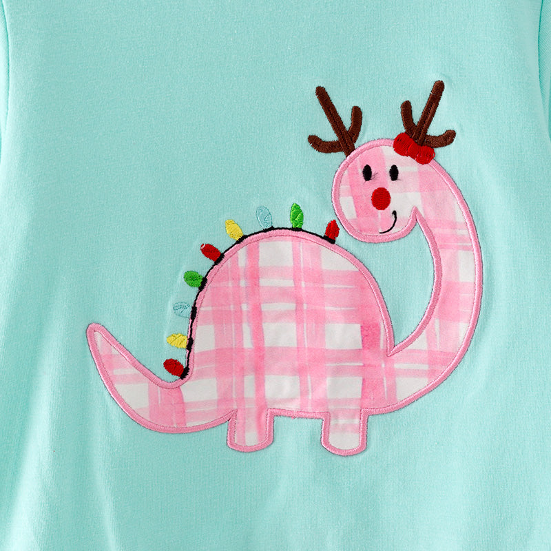 (In Stock G7-5-1)Girls Christmas Print Stripe Outfit Set