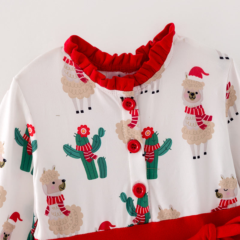 (In Stock G21-2-2)Girls Christmas Print Dress