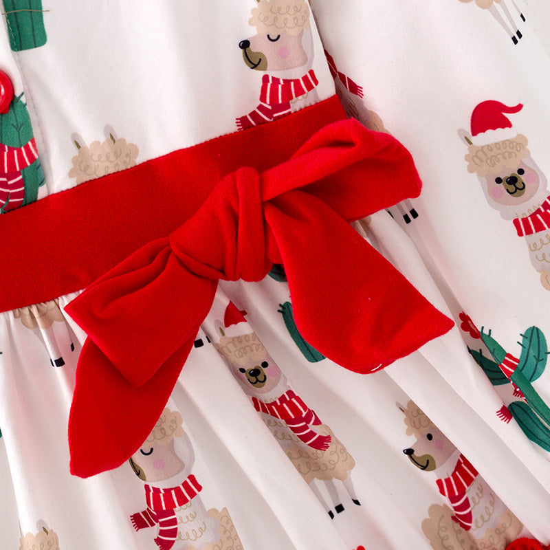 (In Stock G21-2-2)Girls Christmas Print Dress