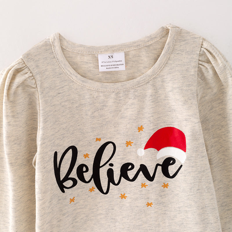 (In Stock G21-2-1)Girls Christmas Print Skirt Set