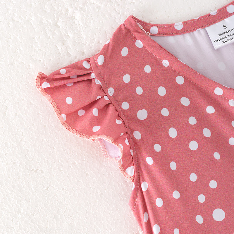 (In Stock)Mommy and Me Spring&Summer Coral Polka Dot Dress