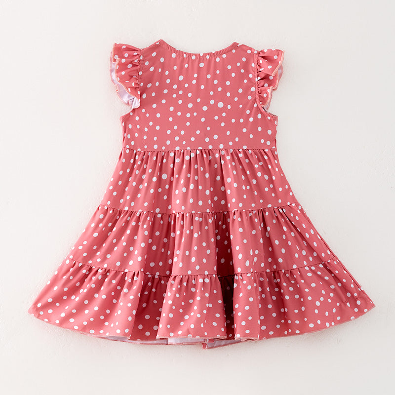 (In Stock)Mommy and Me Spring&Summer Coral Polka Dot Dress