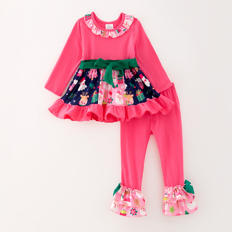 (In Stock G8-2-1)Girls Christmas Print Outfit Set